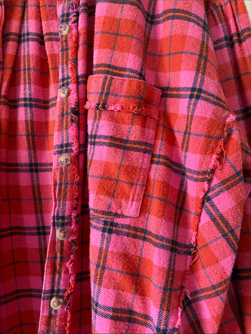 Free People Red & Pink Plaid Button-Down Shirt - Picture 3 of 7
